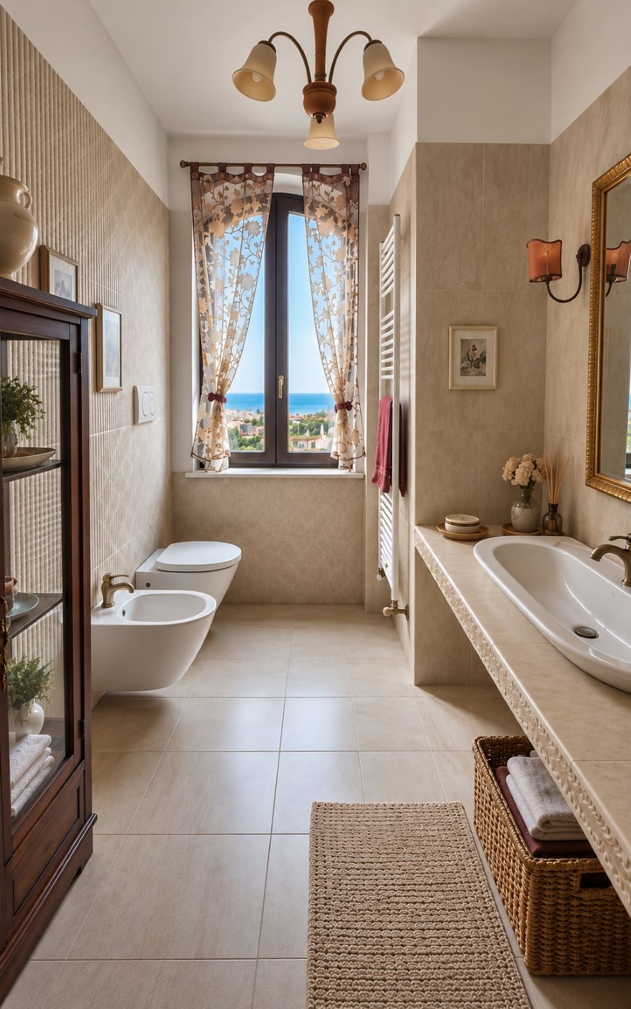 15 Bagno classico moderno con vista sul mare